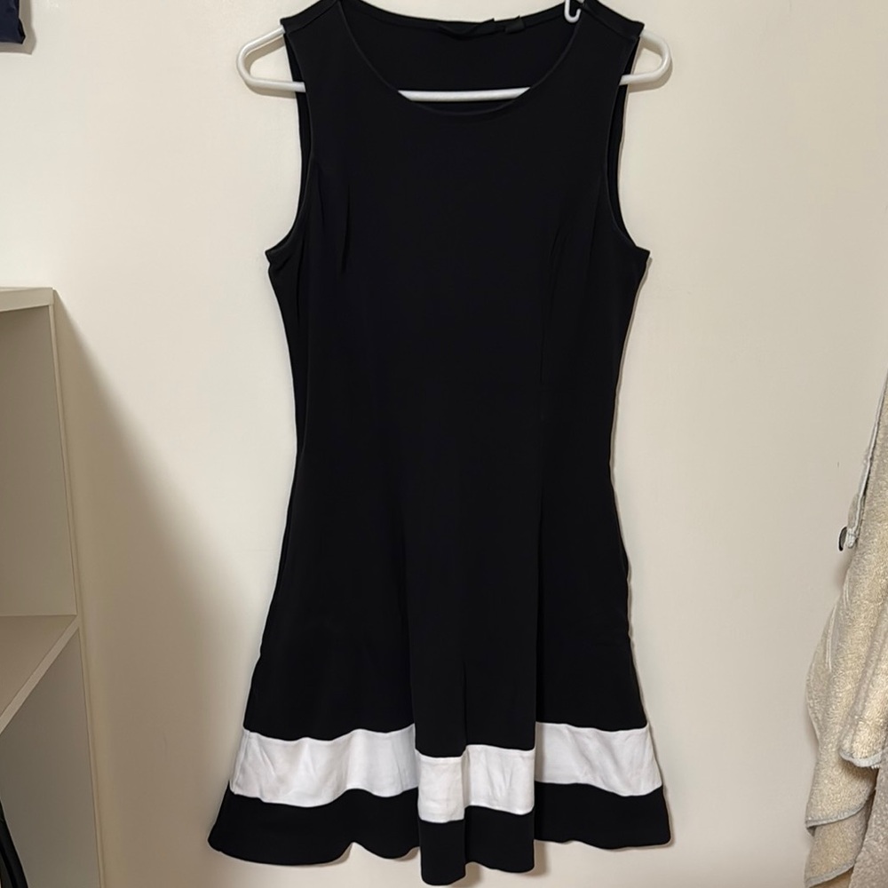 New York & Company Black and White Fit and Flare Mini Dress